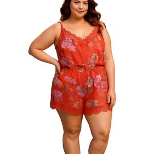 City Chic Pink Floral Playsuit